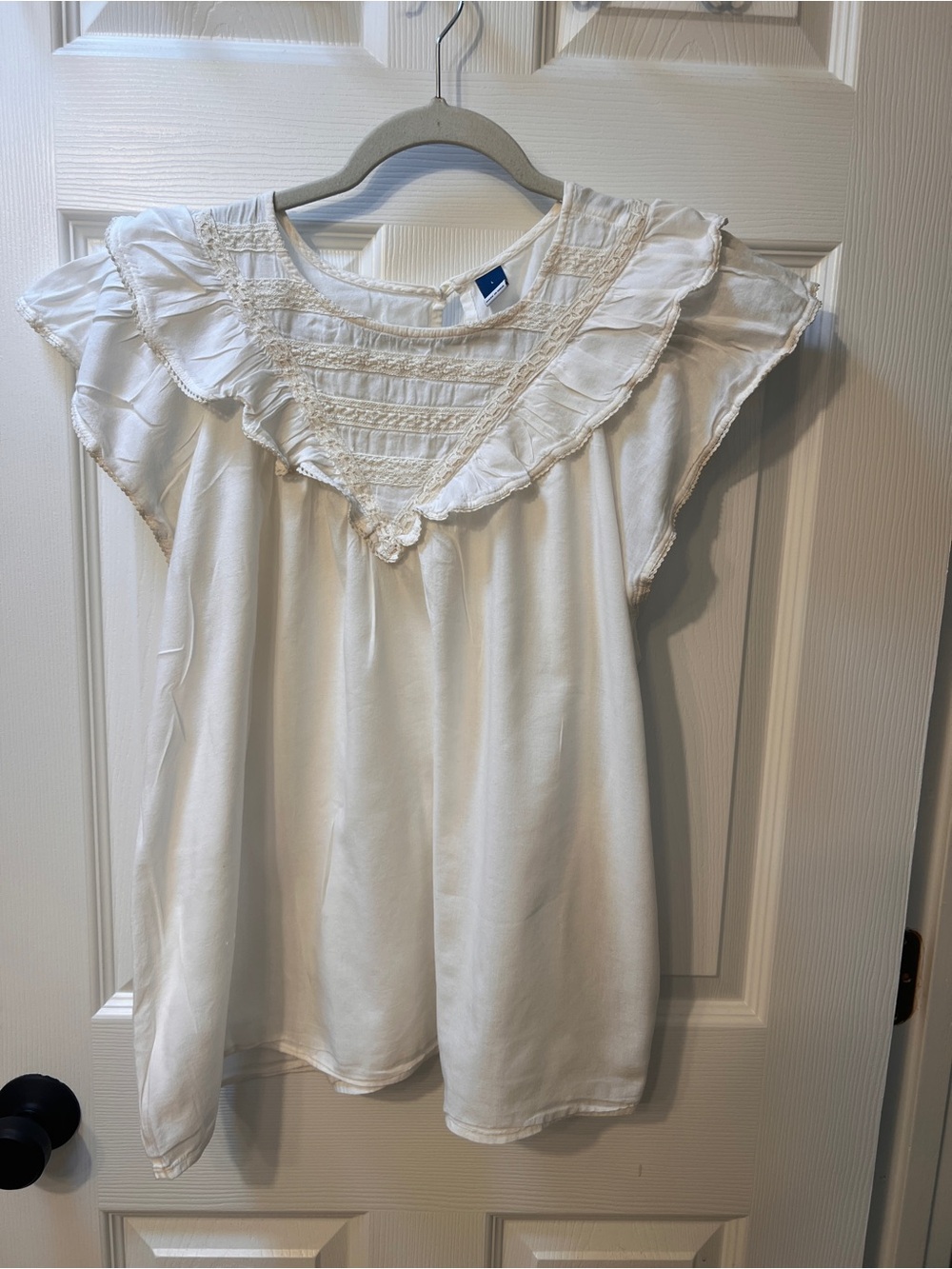 Old Navy White Lace-Trim Peasant Top